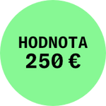 Zelený kruhový štítok zobrazujúci hodnotu ceny.