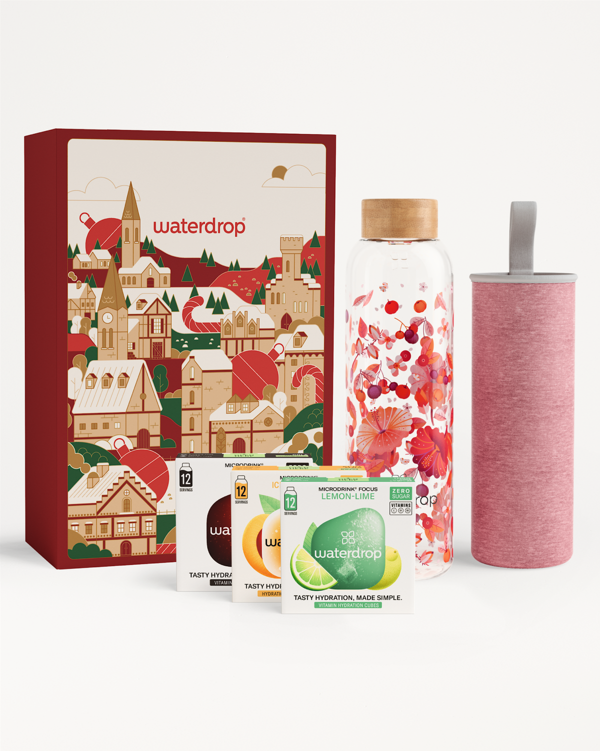 Vianočný Darčekový Set so Sklenenou Fľašou