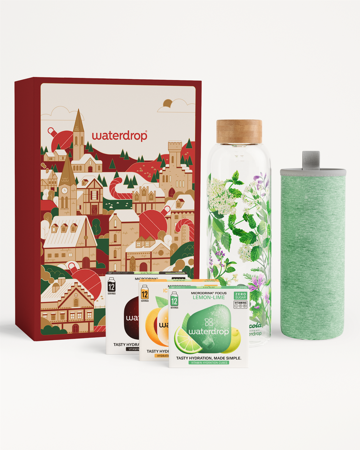 Vianočný Darčekový Set so Sklenenou Fľašou